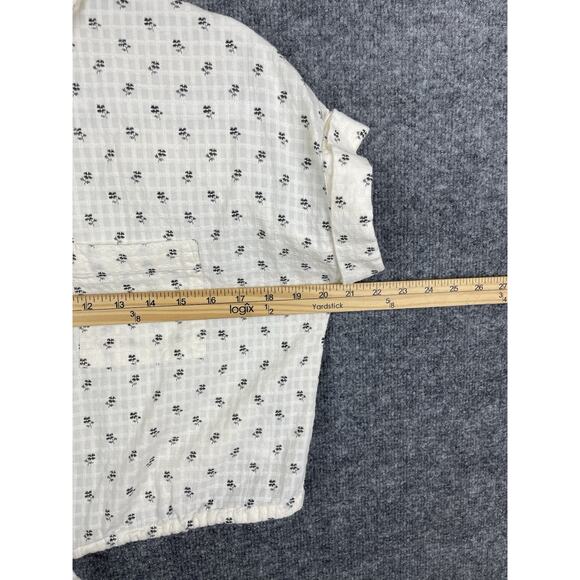 Madewell XS Button-Up Drawstring Shirt in Blooming Ikat white cropped - Picture 6 of 11